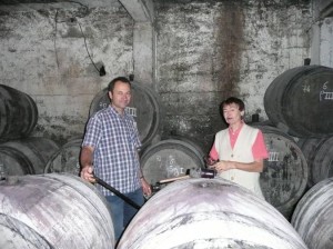 Emmanuel and Françoise Reynaud in the cellar