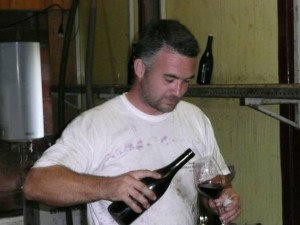 Nicolas Rossignol sampling his wine