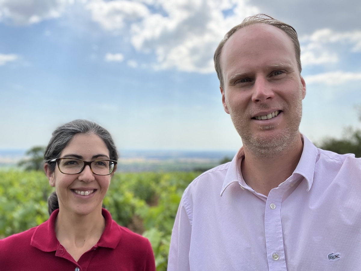 Elsa and Cédric Erhart in a vineyard landscape